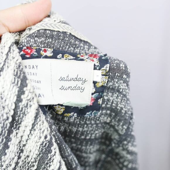 Anthropologie Saturday Sunday Gray White Marled Knit Moto Cardigan Sweater Small - Picture 5 of 5